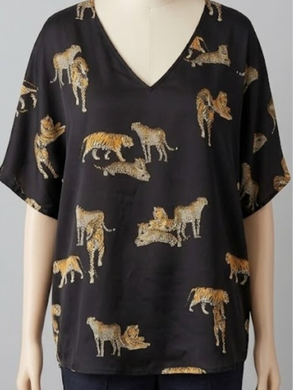 Wild Cat Print Silk-Blend Blouse